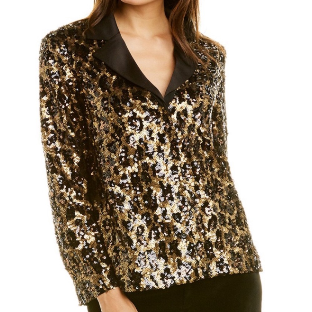 Alice + Olivia | Keir Sequin Blazer| Cheetah | Sm